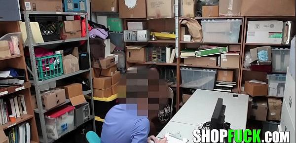  Strict Security Guard Punishes A Black Busty Babe For Stealing - SHOPFUCK